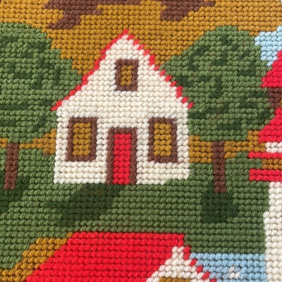 Vintage Needle point cap  cod village  so well made  grannycore country core - Picture 3 of 5